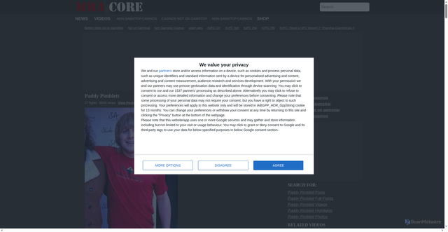 Security scan screenshot of https://www.mma-core.com/fighters/Paddy_Pimblett/187042