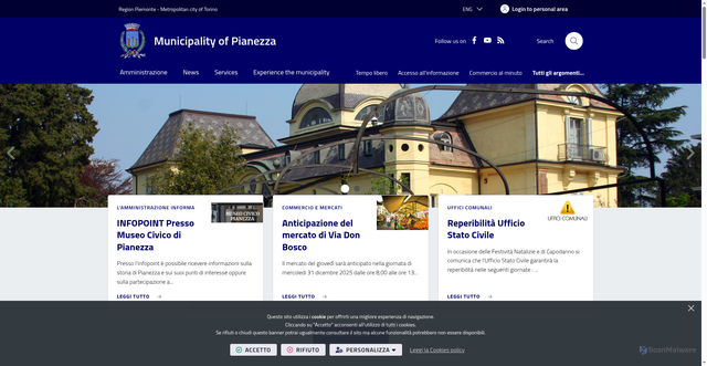Security scan screenshot of https://www.comune.pianezza.to.it/it-it/home