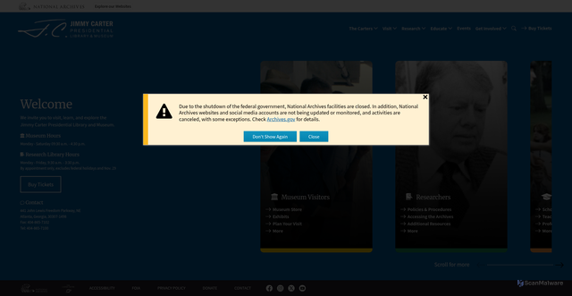Security scan screenshot of https://www.jimmycarterlibrary.gov/