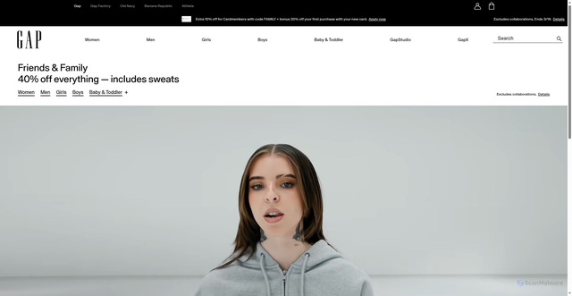 Security scan screenshot of https://gap.com