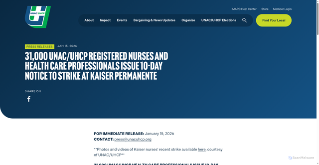 Security scan screenshot of https://unacuhcp.org/news/15150/