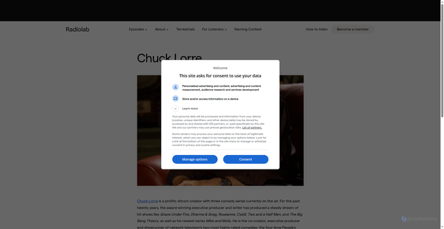 Security scan screenshot of https://radiolab.org/team/chuck-lorre