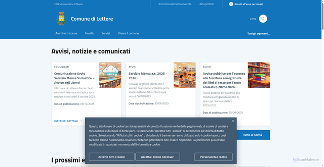 Security scan screenshot of https://www.comune.lettere.na.it/