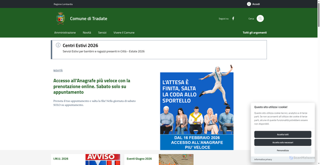 Security scan screenshot of https://www.comune.tradate.va.it