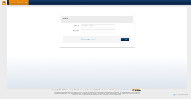 Security scan screenshot of https://pckeys.steris.com