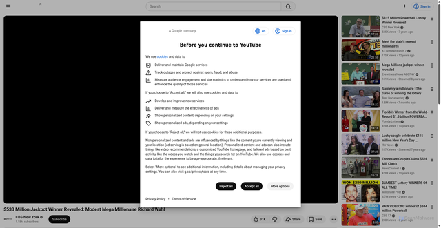 Security scan screenshot of https://www.youtube.com/watch?v=tne02ExNDrw