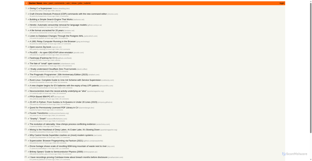 Security scan screenshot of https://news.ycombinator.com/
