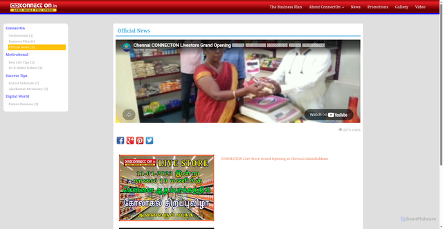 Security scan screenshot of http://business-promotions.connecton.in/video.php?subcategory=36&title=Official-News