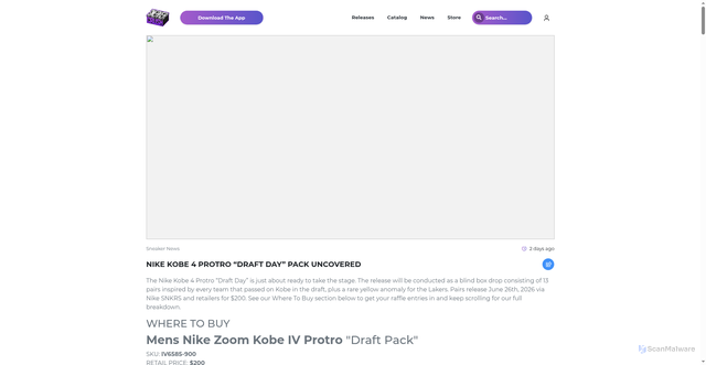 Security scan screenshot of https://thesneakercrush.com/news/U1IrX1kTTd