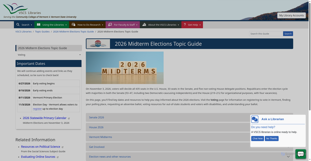 Security scan screenshot of https://libraries.vsc.edu/search/topics/2026Elections