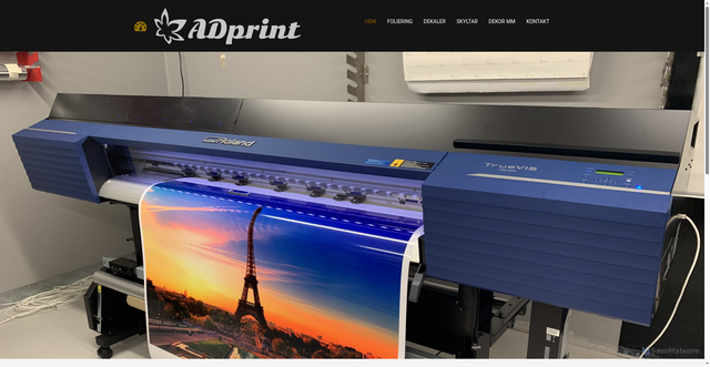 Security scan screenshot of https://adprint.se/