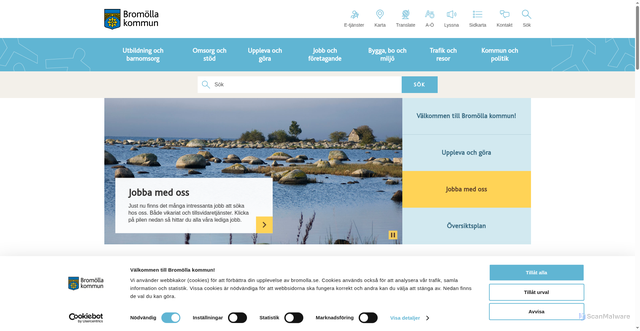 Security scan screenshot of http://www.bromolla.se