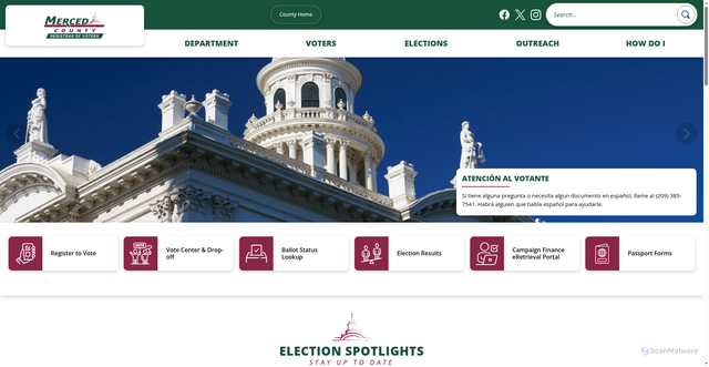 Security scan screenshot of https://www.countyofmerced.com/3878