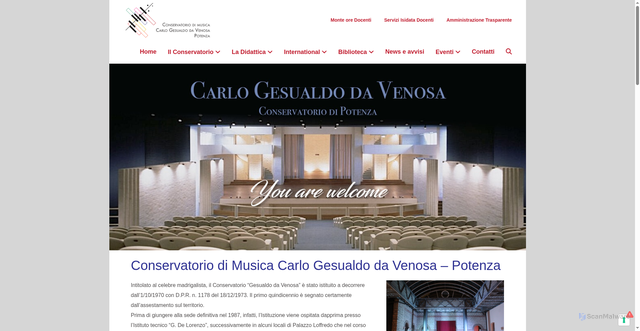 Security scan screenshot of https://www.conservatoriopotenza.it/