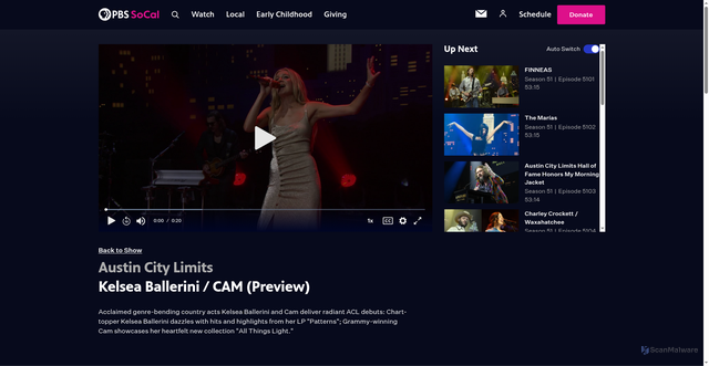 Security scan screenshot of https://www.pbssocal.org/shows/austin-city-limits/preview/kelsea-ballerini-cam-preview