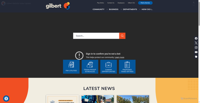 Security scan screenshot of https://www.gilbertaz.gov/