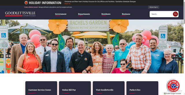 Security scan screenshot of https://www.goodlettsville.gov/