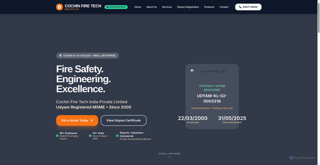 Security scan screenshot of https://mscochinfiretechindiapvt.shop/