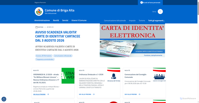Security scan screenshot of https://www.comune.brigaalta.cn.it