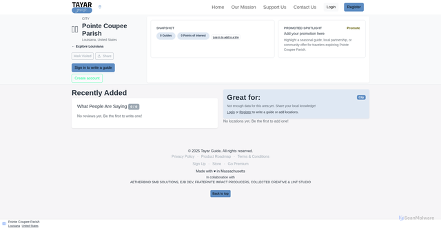 Security scan screenshot of https://tayarguide.com/explore/united-states/louisiana/pointe-coupee-parish