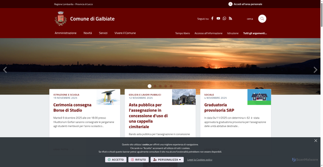 Security scan screenshot of https://www.comune.galbiate.lc.it/it-it/home