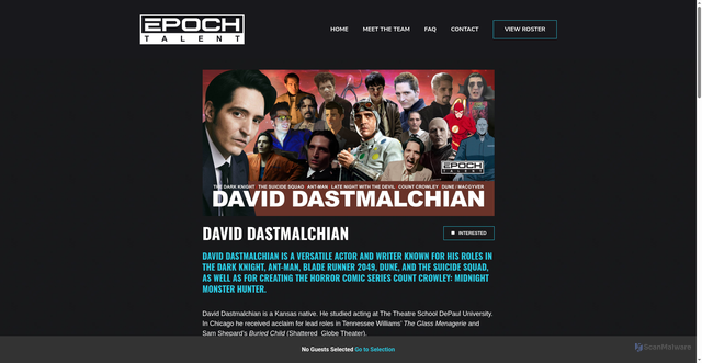 Security scan screenshot of https://www.epochtalent.com/talent/david-dastmalchian/