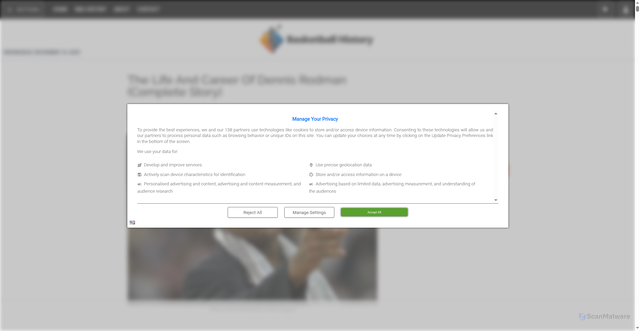 Security scan screenshot of https://www.basketballhistory.org/dennis-rodman/