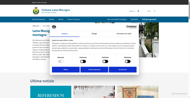 Security scan screenshot of https://www.comune.lamamocogno.mo.it/