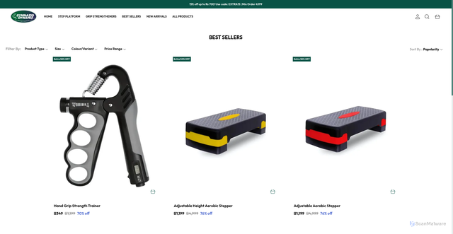 Security scan screenshot of https://gymnaziodynamiz.com/BEST-SELLERS/collection/BajkT19B