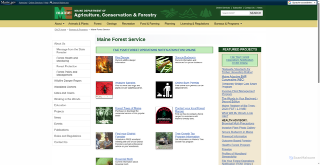 Security scan screenshot of https://www.maine.gov/dacf/mfs/