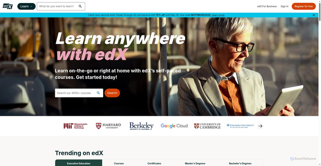 Security scan screenshot of https://www.edx.org