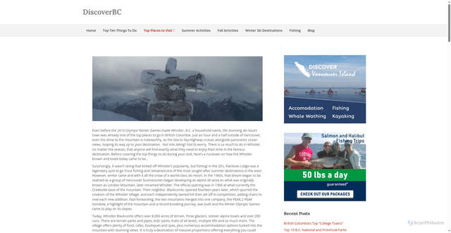 Security scan screenshot of https://discoverbc.info/top-places-to-visit/whistler/