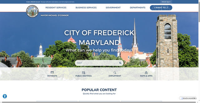 Security scan screenshot of https://cityoffrederickmd.gov/