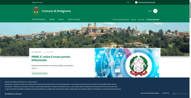 Security scan screenshot of https://www.comune.antignano.at.it/