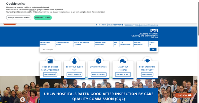 Security scan screenshot of https://www.uhcw.nhs.uk/