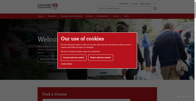 Security scan screenshot of https://www.lancaster.ac.uk/