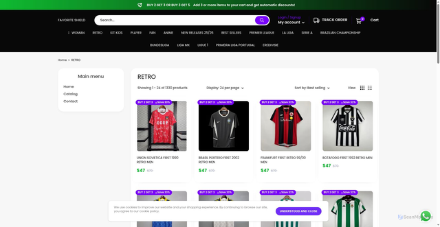 Security scan screenshot of https://favoriteshield.com/collections/retro