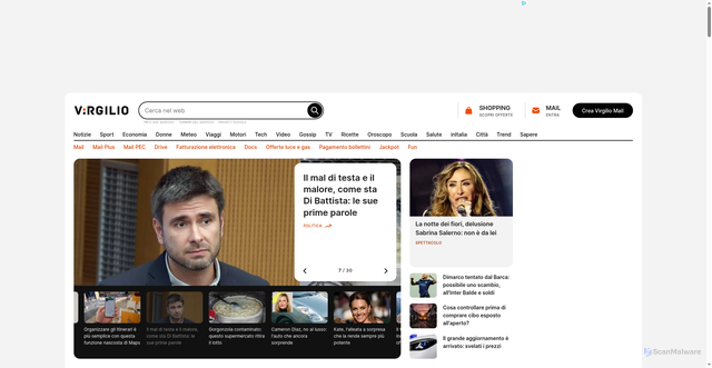 Security scan screenshot of https://mailoroscopo.virgilio.it