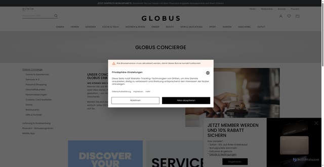 Security scan screenshot of https://www.globus.ch/concierge?sc_src=email_4275688&sc_lid=294220343&sc_uid=zP3R20i424&sc_llid=443733&sc_customer=0327f37c9208167d9b0b5fb90d68e28589aef0066bddedd98d9d5328a5adbcbc&utm_source=newsletter_de&utm_medium=email&utm_campaign=20260920_prom_beautydays_lastday_DE_4275688&guid=0327f37c9208167d9b0b5fb90d68e28589aef0066bddedd98d9d5328a5adbcbc&utm_content=