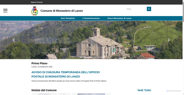 Security scan screenshot of https://www.comune.monasterodilanzo.to.it/