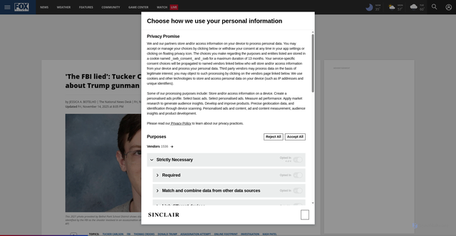 Security scan screenshot of https://foxillinois.com/news/nation-world/the-fbi-lied-tucker-carlson-says-agency-doesnt-want-us-to-know-about-trump-gunman-thomas-crooks-assassination-attempt-kash-patel-federal-bureau-of-investigation-deadly-shooting-shooter-butler-pennsylvania