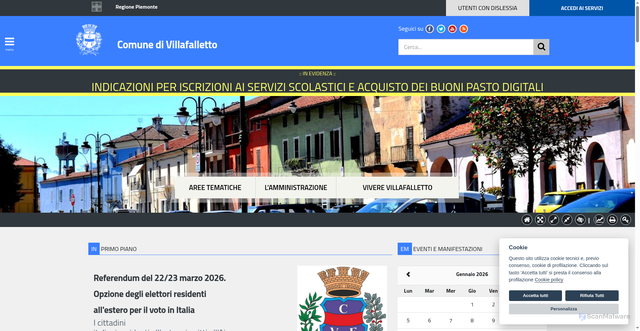 Security scan screenshot of https://www.comune.villafalletto.cn.it/