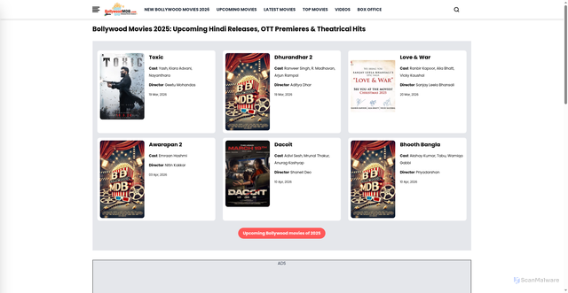 Security scan screenshot of https://bollywoodmdb.com