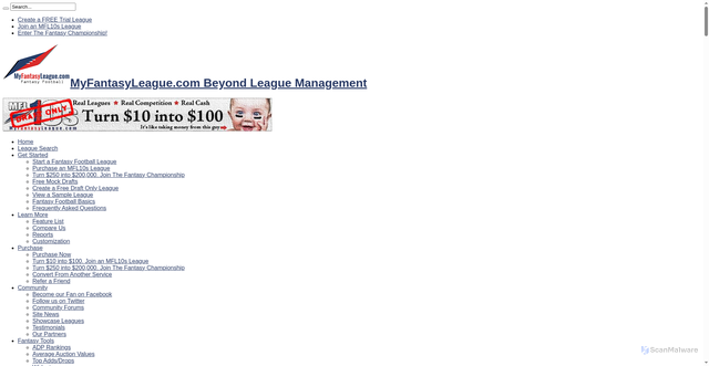 Security scan screenshot of https://www47.myfantasyleague.com/index-static.html