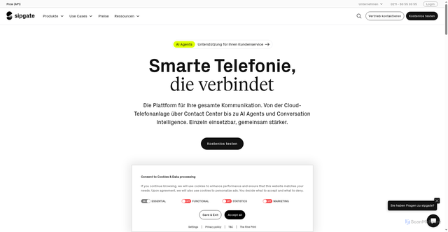 Security scan screenshot of https://sipgate.de