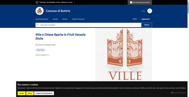 Security scan screenshot of https://www.comune.buttrio.ud.it/
