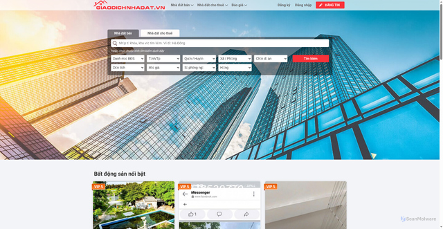 Security scan screenshot of https://giaodichnhadat.vn
