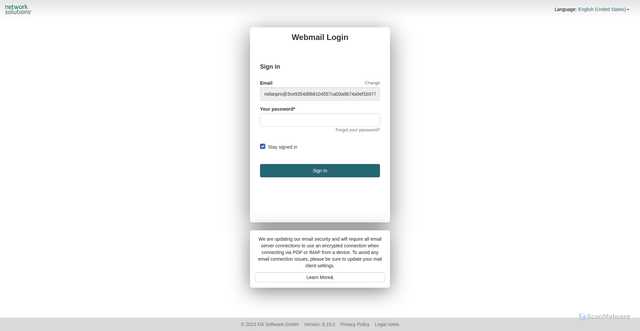 Security scan screenshot of https://networksolutionsemail.vercel.app/#nelanpro@3ce9354d9b8104557ca03a9b74a9ef1b9779.org