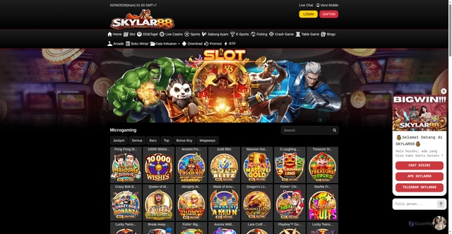 Security scan screenshot of https://skylar88apk.com/desktop/game/slot/microgaming