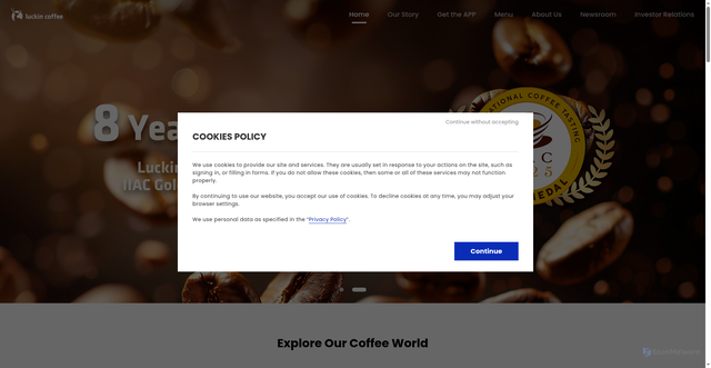 Security scan screenshot of https://luckincoffee.com